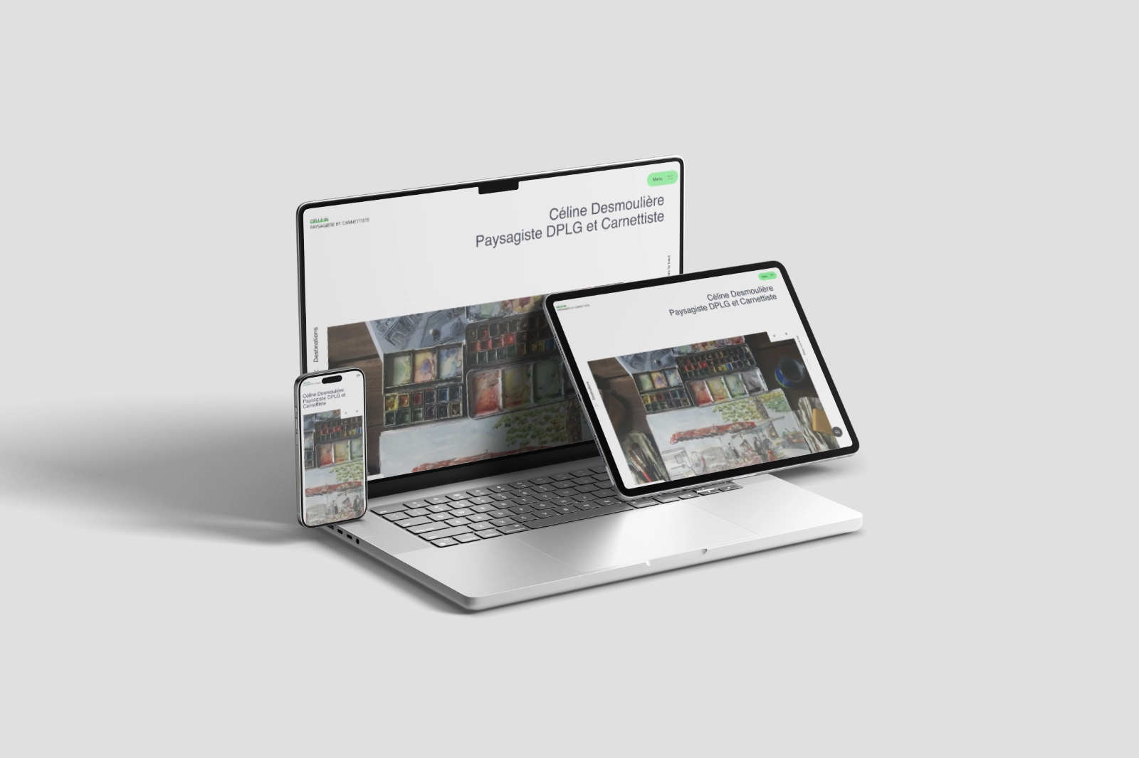 Deuxième vue du site internet Céline Desmoulière, paysagiste et carnettiste